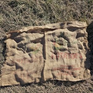 vintage burlap 100 Lb  Potato sack bag, May Basket, Farmhouse,  Wall Decor